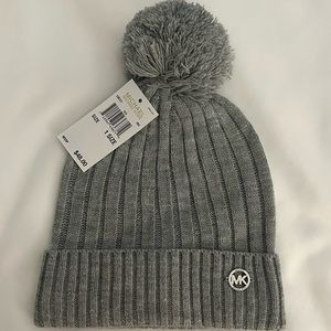 Michael Michael Kors Pom Pom Beanie and Gray. NWT